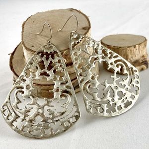 Brushed Silver Filigree Earings